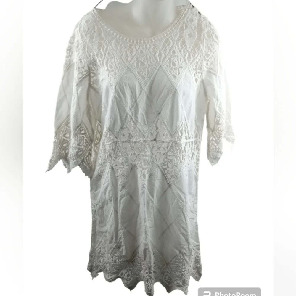Pilyq Crochet Women's White Cut Out Crochet Swim Coverup Size X Small/Small